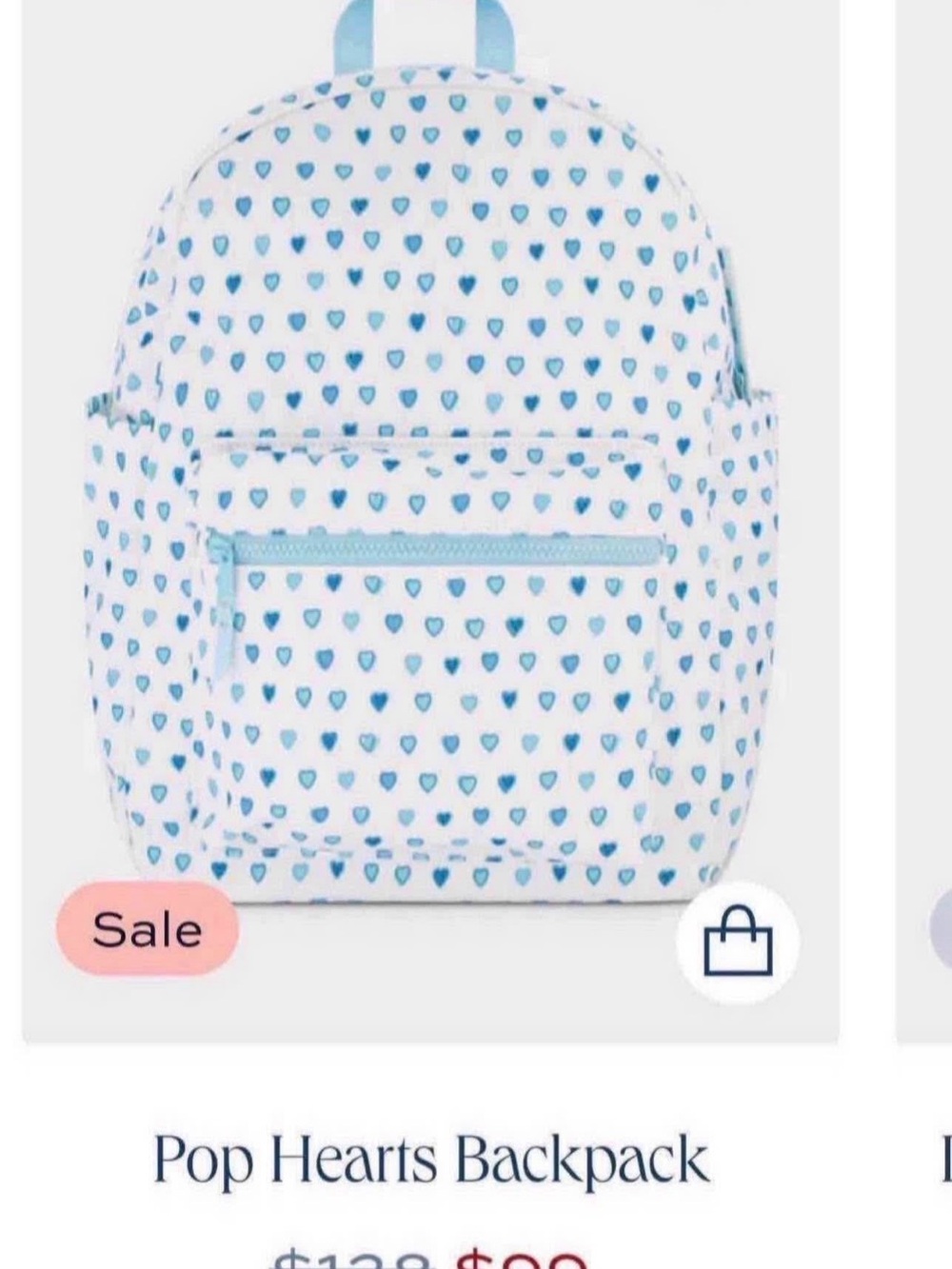 Roller Rabbit Kids Pop Hearts Backpack - White and Light Blue